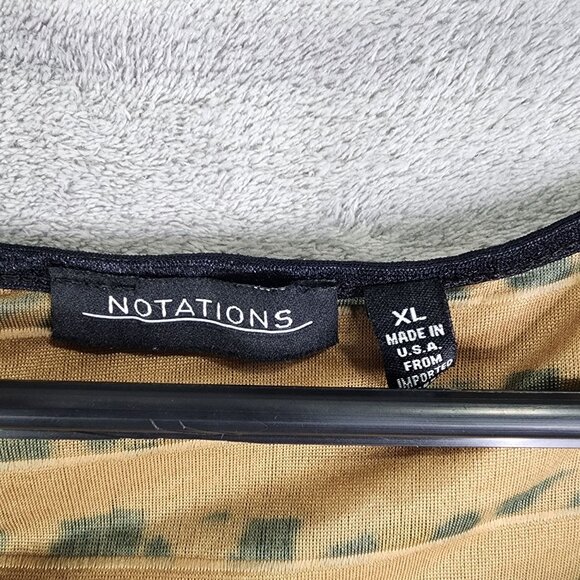 Women's Notations Brown Leopard Print Blouse Top round Neck Short Sleeve XL - Picture 7 of 12